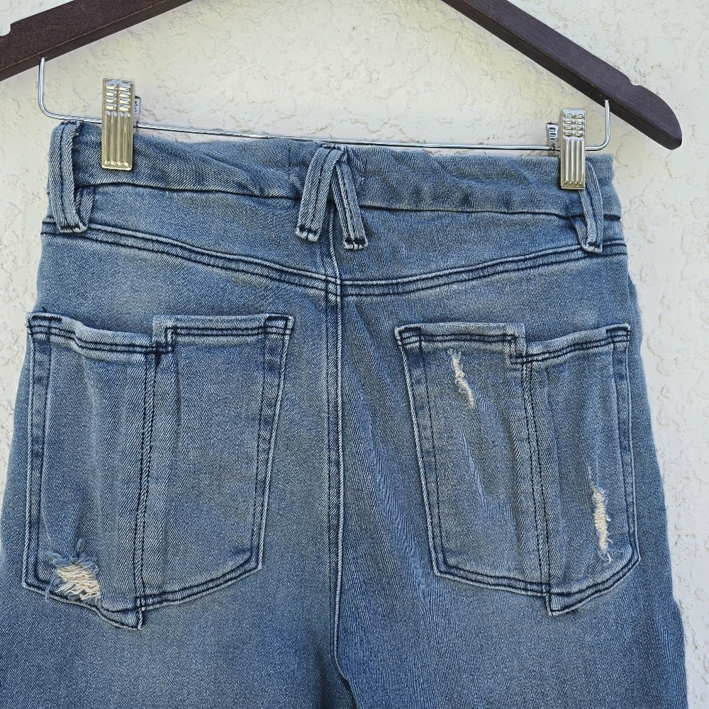 Good American Good Legs Straight Jeans High Rise Raw Hem Light Wash 6/28 - Picture 6 of 10